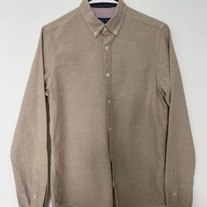 Zara Beige Casual Slim Fit Shirt Men (small)